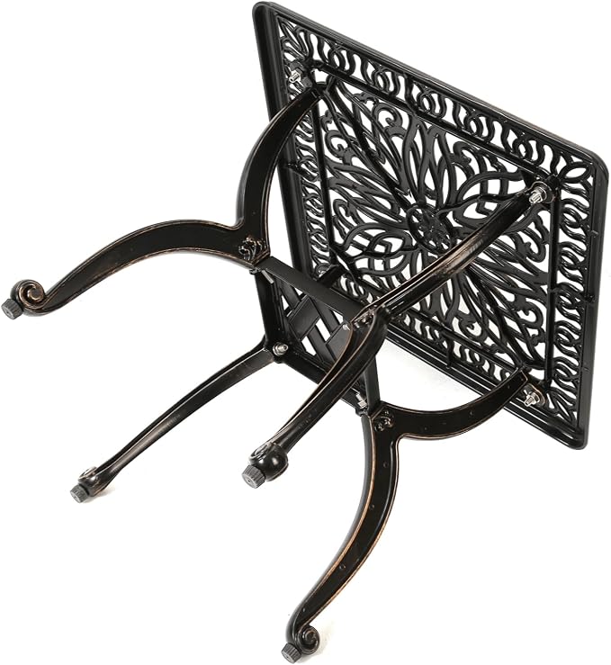 KAILI Outdoor Cast Aluminum Side Table Patio Side Table Backyard, Pool, Indoor, Easy Maintenance and Weather Resistant Coffee Table Porch Table Bistro Table (18.5square-Bronzed)