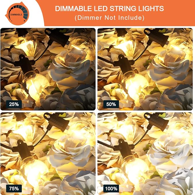 Kawaya G40 Outdoor String Lights 240FT IP65 Waterproof 2700K Patio Light | IP65 120+4 Shatterproof Edison Globe Blubs,2700K Warm White for Garden Porch Fence Camping Party Backyard Deck Bistro Balcony