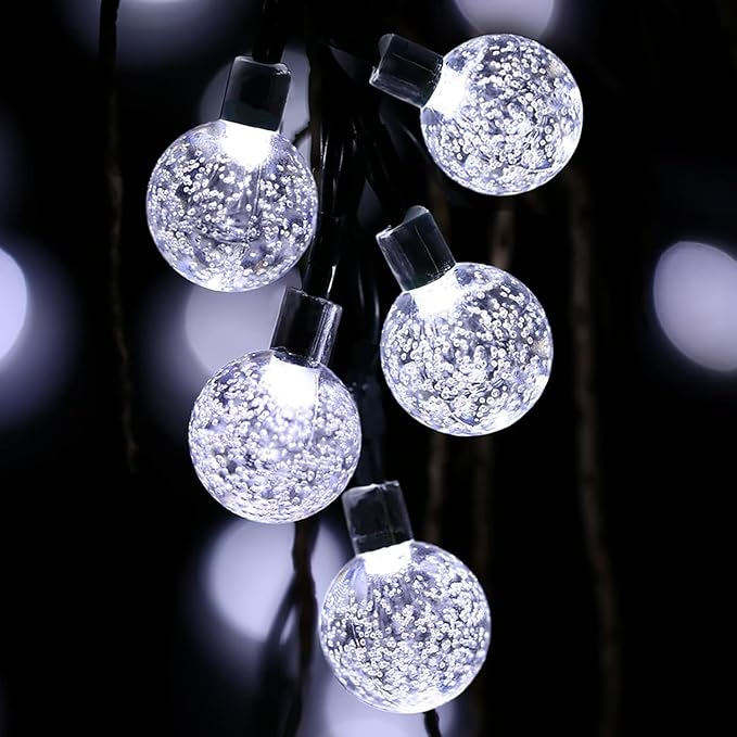 Toodour Solar String Lights Outdoor, 56ft 100 LED Globe String Light with 8 Mode, Waterproof Crystall Ball Lights Solar Patio Lights for Garden, Lawn, Patio, Gazebo, Yard, Outdoor Decor - Cool White