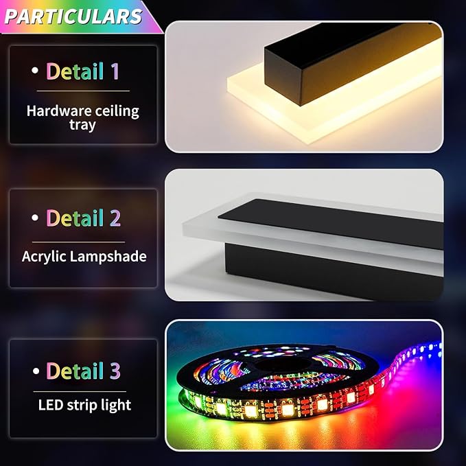 31.4inch Outdoor RGB Long Wall Light, 10 Colour Variations Dimmable Modern LED Wall Sconce, IP65 Waterproof 3000K-6000K Simple Acrylic Exterior Lighting Fixture for Garage, Front Door, Porch, Patio