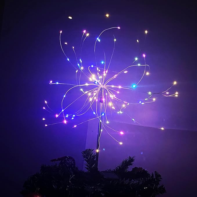 Solar Firework Lights, 2 Pack 120 LEDs 2 Lighting Modes Solar Garden Lights Outdoor Waterproof for Yard Patio Walkway Pathway Party Wedding Christmas Decorative - Colorful