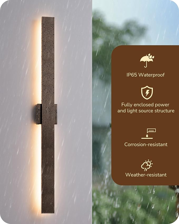 EDISHINE 2 Pack Modern Outdoor Wall Lights Dimmable, 39.3" Rectangular Outdoor Wall Sconce, 3CCT, Iron & PC, IP65 Waterproof, Long Front Porch Light for Patio, Yard, Oil Rubbed Bronze
