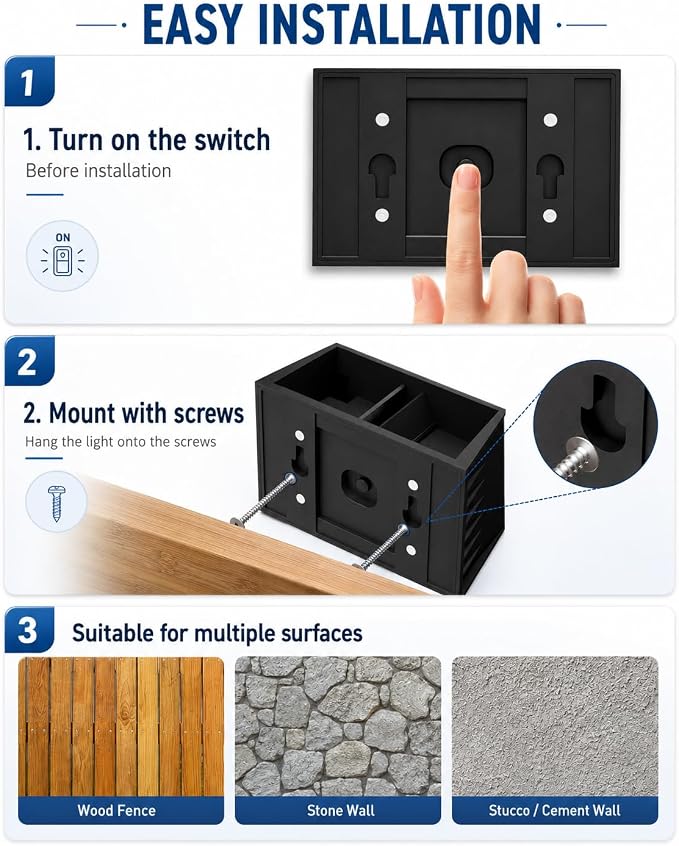 Solar Wall Lights Outdoor, Warm White, 6 Pack | IP65 Waterproof Up and Down Wall Lighting, Solar Outdoor Light Decorative for Porch, Garage, Doorway, Patio, Fence