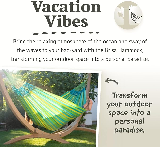 LA SIESTA Brisa Double Outdoor Hammock — Colombian-Made Polypropylene, UV & Weather Resistant, for Backyard & Patio - Lime