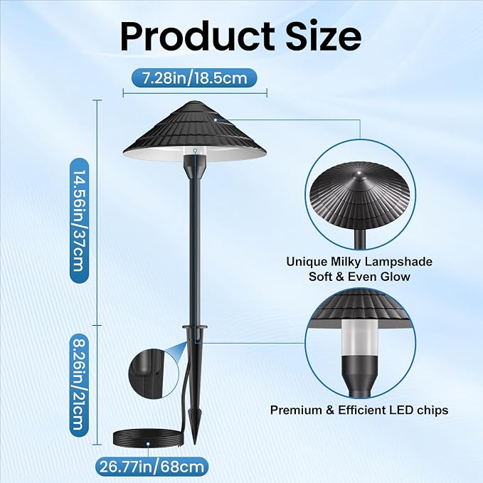 All-in-One Low Voltage Landscape Lighting Kit, 5W Outdoor Lights 2700K | Pathway Lights with 96W Transformer, IP66 Waterproof LED Landscape Lights Dusk to Dawn, Patio Lights for Yard Garden, 12-Pack