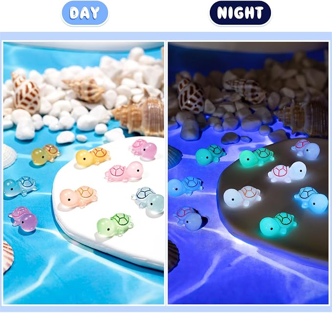 150PCS Luminous Mini Resin Sea Turtle Figurines Cute Tiny Turtles for Micro | Mini Resin Sea Turtles, Sea Turtles Figurines Glow in The Dark, Cute Tiny Turtles Bulk, Cake Toppers Ocean Theme DIY Hidden