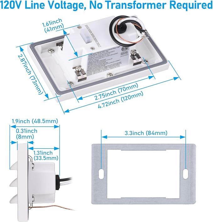 LEONLITE 12-Pack 5CCT 120V LED Step Lights, Louvered, White | Horizontal, 10%-100% Dimmable, CRI90, ETL, Indoor Outdoor Stair Lights, Wet Location, 2700K/3000K/3500K/4000K/5000K, Aluminum