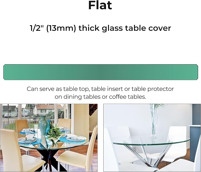 Round Clear Tempered Glass Table Top 36 Inch with 1/2 Inch Thick Polished Edge Ideal for Tables Desks Workspaces and Outdoor Furniture by Fab Glass and Mirror