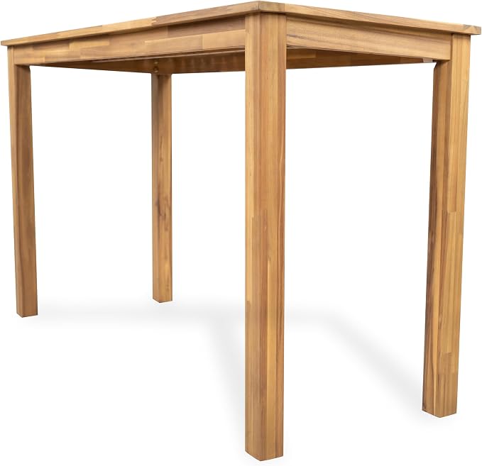 Christopher Knight Home Zigg Rectangular Outdoor Bar Table, Acacia Wood Bar Height Table with Slatted Top, Patio Accent Table, Coffee Bar Table for Garden/Balcony/Breakfast, Light Teak