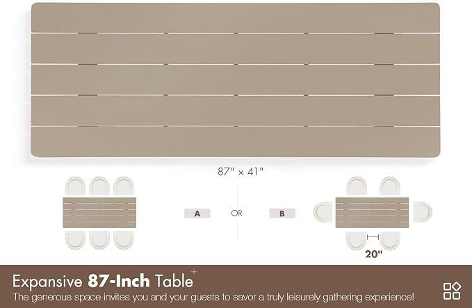 PURPLE LEAF 7 Pieces Italian Patio Dining Set with Cushion, Seamless Table | Wraparound Backrests, Textured Olefin Fabric, Cushioned Armrest, Aluminum, Hand-Braided Rope Table Base, Earth-Tone Palette