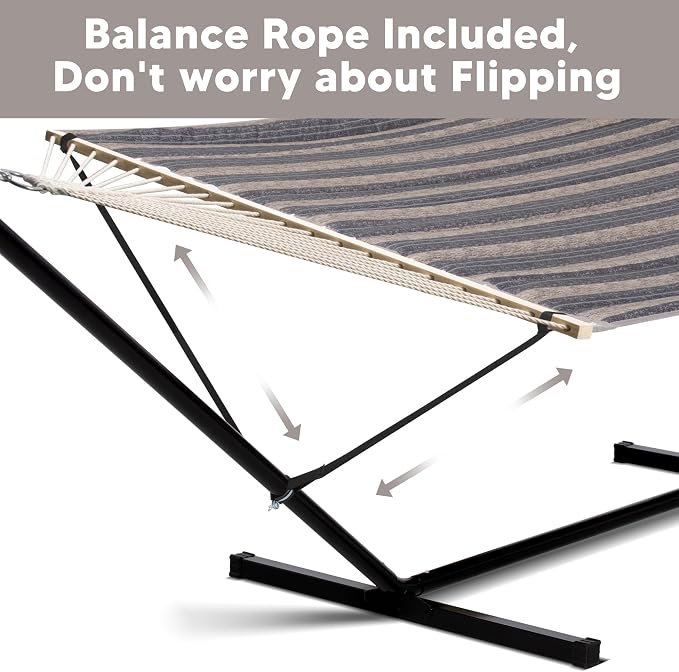 SUNCREAT Portable Hammock with Stand, Two Person Hammock with Portable Stand, Heavy Duty Hammock Storage Bag