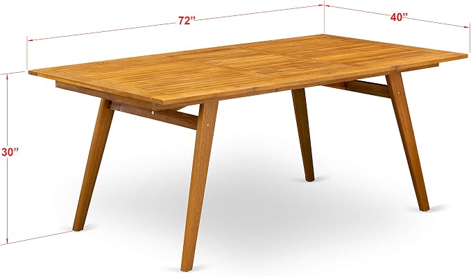 East West Furniture DECM5CWNA 5 Piece Outdoor Patio Dining Sets Includes a Rectangle Acacia Wood Table and 4 Folding Side Chairs, 40x72 Inch, Natural Oil