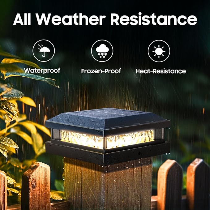 Solar Post Cap Lights 16 Pack for 4x4 4.5x4.5 5x5 Vinyl/Wood Posts, Black | Upgraded Outdoor Fence Post Lights, Warm White/Cool White, Deck Posts Cap Light Solar Powered for Garden Patio Porch