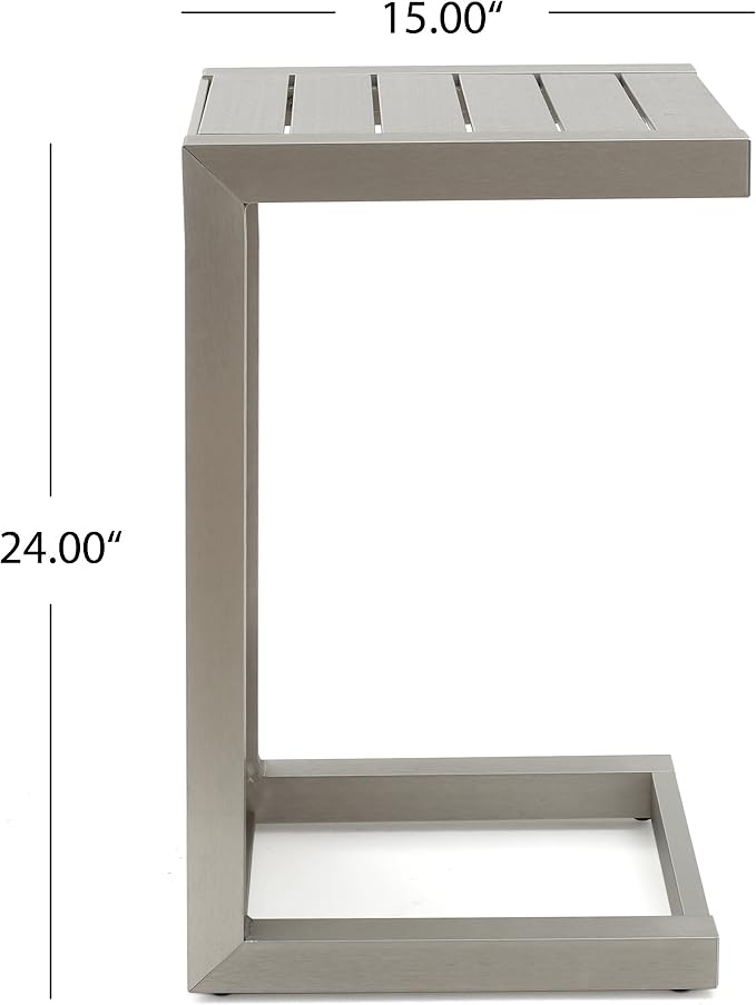 Christopher Knight Home Cape Coral Aluminum C-Shaped End Table, Silver