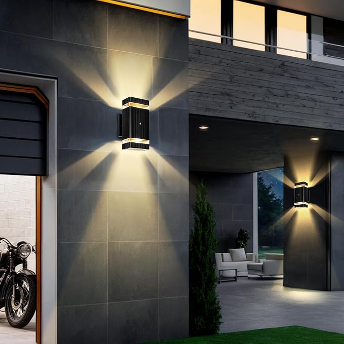 Dusk to Dawn Outdoor Lighting 2Pack, 3000K Warm White Outdoor Wall Lights, Up and Down Porch Lights, Waterproof Outdoor Lights for House Hallway Garden Corridor