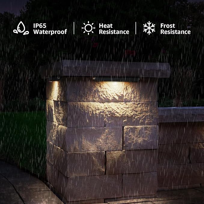 SUNVIE 12 Inch LED Hardscape Lighting 2700K Soft White Retaining Wall Lights 7W LED Landscape Lighting 12-24V Low Voltage Step Lights Outdoor with Connectors Waterproof Hardscape Paver Light, 12 Pack