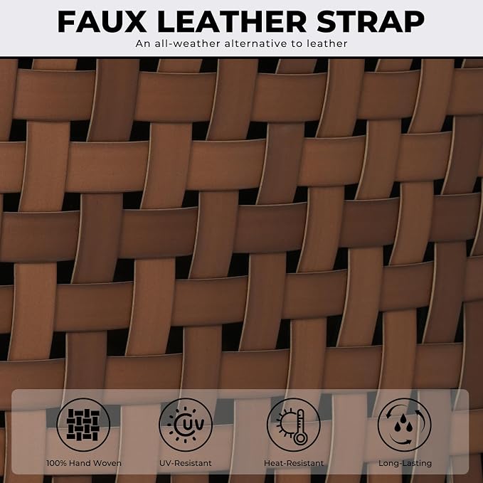 Grand patio 2-Piece Outdoor Dining Chair Set, 2 Leather-Look Wicker 360-Degree Swivel Patio Chair