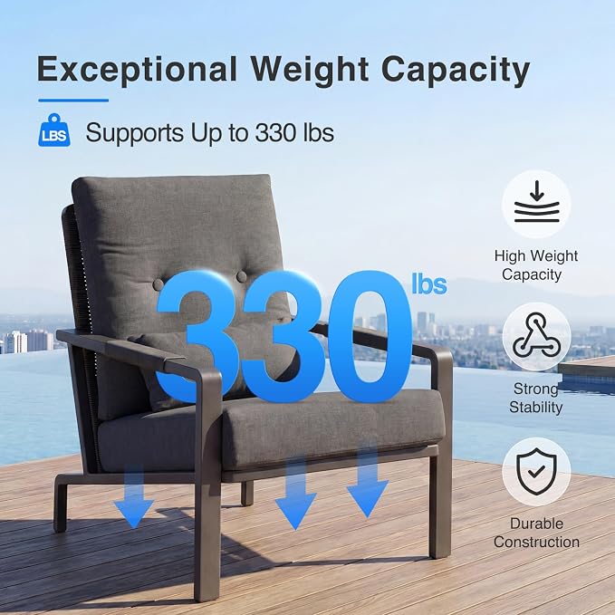 5-Piece Aluminum Patio Furniture Set, Outdoor L-Shaped Sectional Sofa with Coffee Table & Side Table, Patio 3-Piece Sofa Set, Thick Waterproof Cushions, Modern Outdoor Conversation Set, Gray