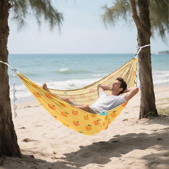 Camping Hammock Outdoor Hammocks for Outside Heart Mango Beach Trees Portable Lightweight with Pockets Tree Straps Indoor