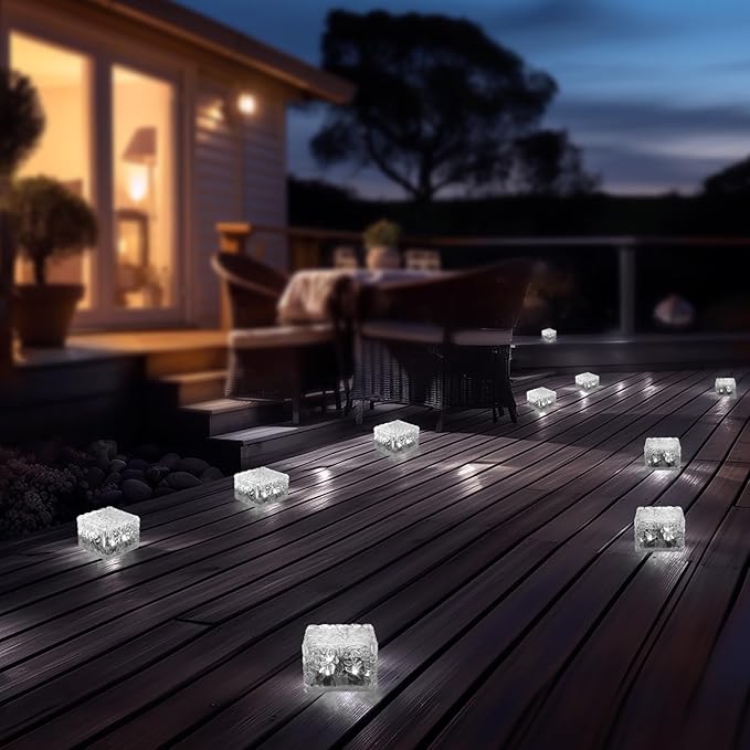 MLKNK Solar Brick Lights-Outdoor Solar Lights for Yard 3 Pack Garden Decor | Solar Brick Landscape Path Light for Pathway Patio Walkway Backyard Decoration