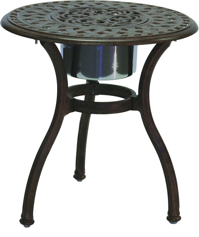 Darlee Series 60 Cast Aluminum Patio End Table With Ice Bucket Insert - Antique Bronze