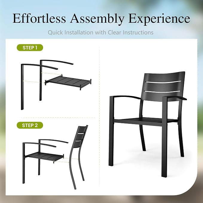Sophia & William Metal Outdoor Dining Chairs Set of 2 - Stackable Black Patio Chairs, 300lb Capacity