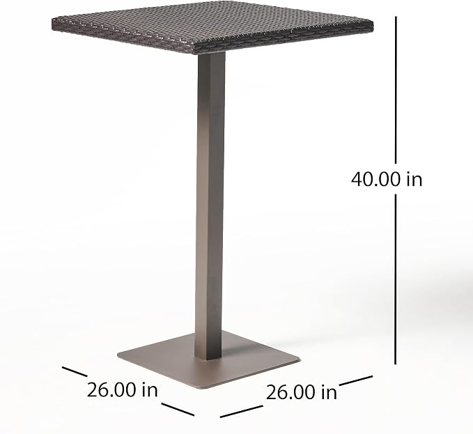 Christopher Knight Home Dominic Outdoor 26" Wicker Square Bar Table, Multibrown