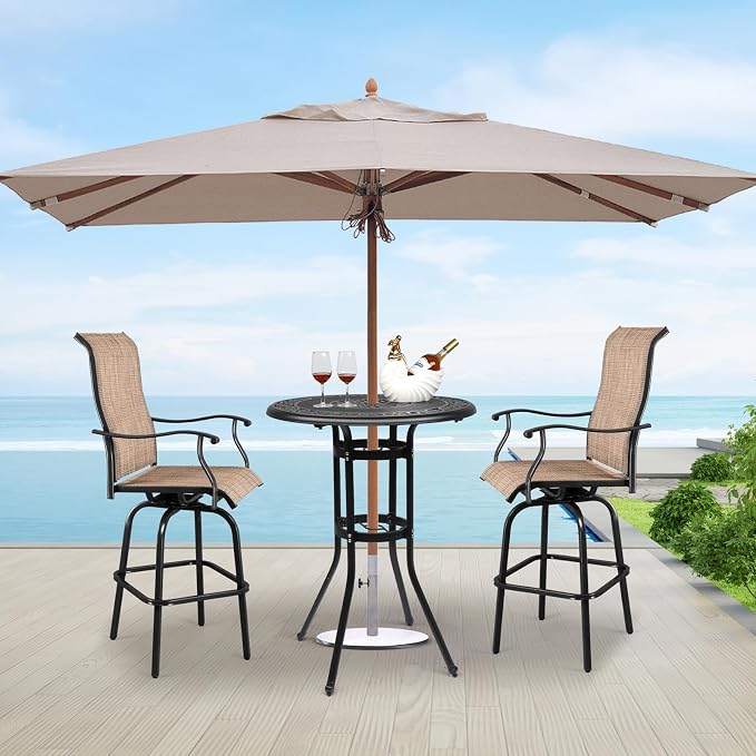 Patio Bar Height Table - Outdoor High Top Bistro Table, Patio High Bar Table, Outdoor Bar Height Bistro Table, Outdoor Patio Bar Tables Bronze 31.89" L x 31.89" W x 40.94" H