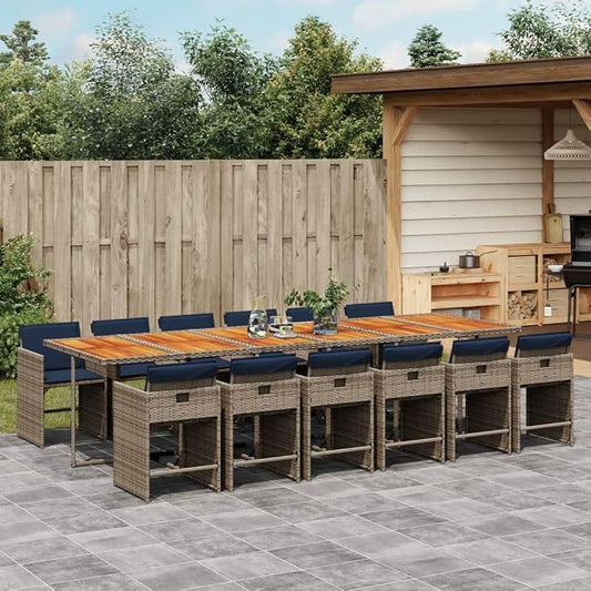 13 Piece Patio Dining Set, Foldable PE Rattan Garden Table and Chairs with Cushions, Space Saving Cube Outdoor Furniture for Backyard Deck