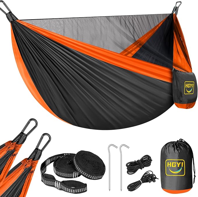 Camping Hammock Mosquito Net,Double & Single Portable Hammocks Hammocks with 2 Tree Straps,Hammock Tent for Travel Camping,Camping Accessories for Indoor Outdoor Hiking Backpacking Backyard Beach