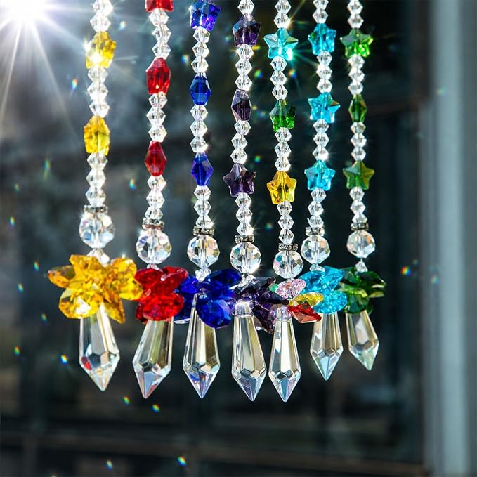 7PCS Crystal Guardian Angel Suncatchers for Window Hanging | Rainbow Maker Sun Catchers Crystals For Indoor Window Home Garden Decor Glass Angel Ornaments For Christmas Tree Gift