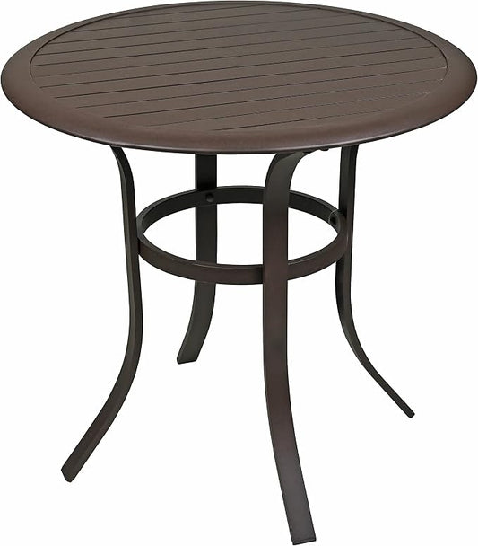 Garden Elements Aluminum Slat Top Bistro Table – Round Espresso Outdoor Side Table, Rust-Resistant Powder-Coated Finish, Lightweight, 30”