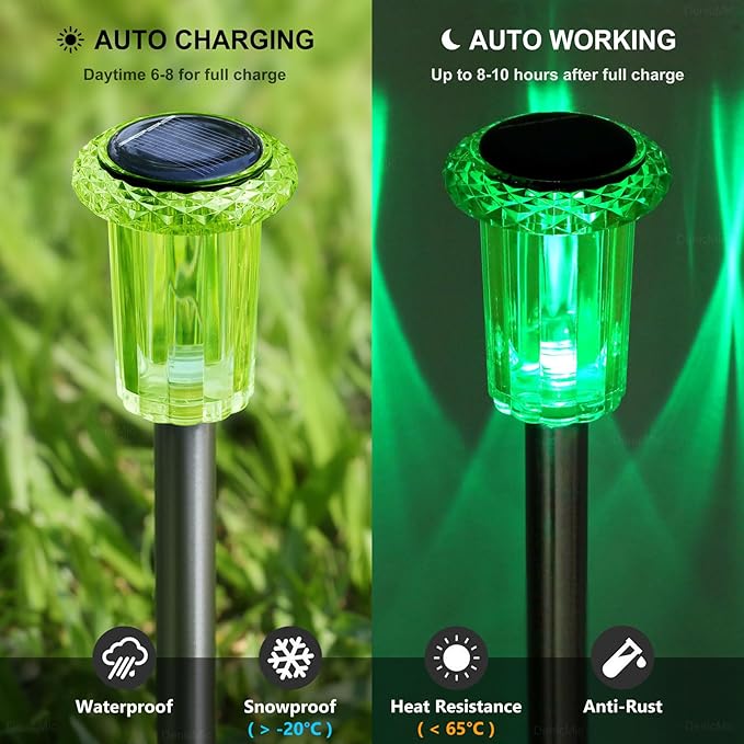 Halloween Solar Lights Outdoor 10 Pack LED Green Halloween Decor | Pathway Lights Waterproof Halloween Decorations Outdoor for Yard Garden Walkway Outside Driveway, Auto On/Off, Spike Pattern