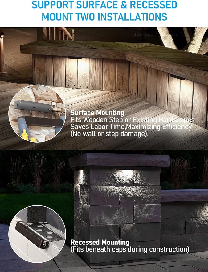 LEONLITE 4-Pack 7 Inch LED Hardscape Lighting, 3W/4W/5W, 5000K Daylight | Update Dimmable Retaining Wall Lights, Low Voltage Landscape Lighting, 12-24V AC/DC Paver Light, Outdoor Step Lights, ETL