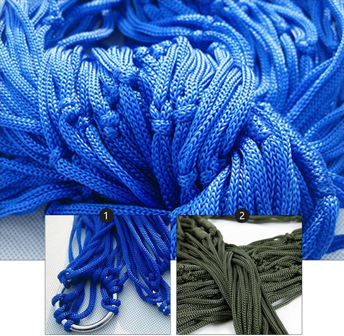 2pcs Nylon Rope Mesh Hammocks Outdoor Hanging Beds Camping Sleeping Swings Portable Lightweight for Backyard Patio Garden Use Random Color