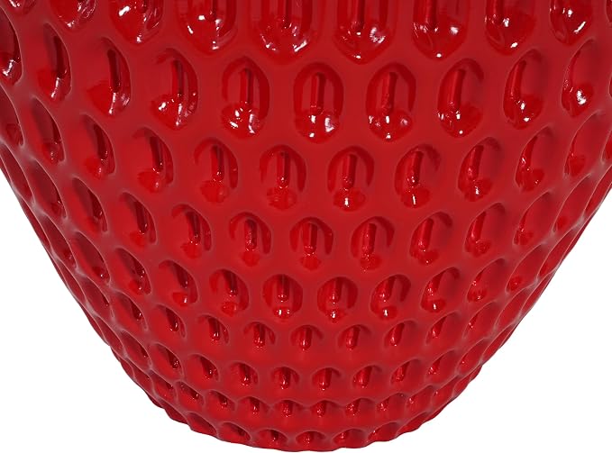 Christopher Knight Home Veygar MGO Outdoor Side Table with Flat Round Top, Lightweight Concrete Accent Table for Indoor/Outdoor Usage, Cute Strawberry-Inspired Small End Table, No Assembly, Red