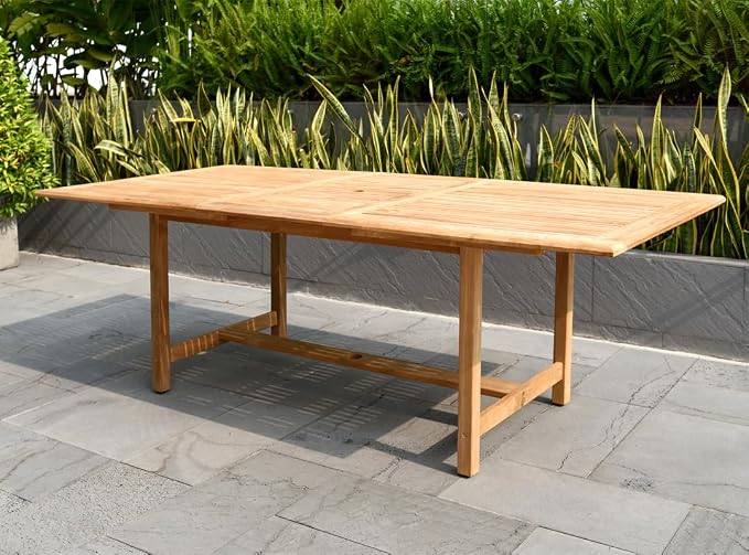 Urban Elements Mykonos 7-Piece Rectangular Patio Furniture Set | 100% Certified Teak Table and Teak Finish Chairs | Backyard Furniture, Rectangular Outdoor Dining Set