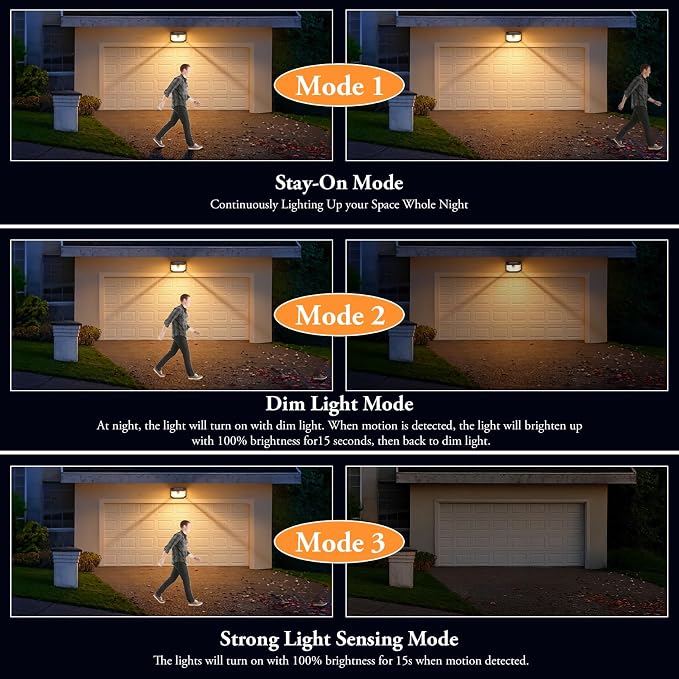 2-Pack Solar Outdoor Lights, Super Bright Solar Powered Motion Sensor Outdoor Lights, Warm White, 178s LED Outside Security Wall Lights for House, Porch, Fence