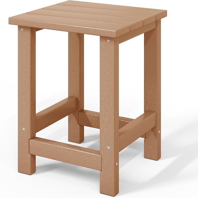 WestinTrends Malibu Kids Outdoor Patio Furniture HDPE Adirondack Square Side Table, Teak