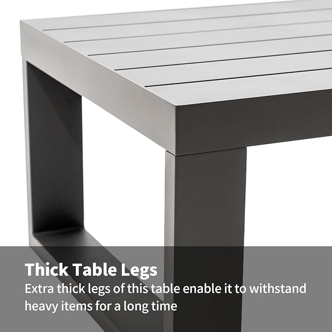 Patio Coffee Table, Grey, Aluminum Rectangle