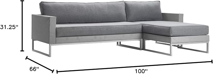 Elle Decor Tropez Mesh Outdoor Patio Furniture Collection with Metal Frame Sectional, Gray