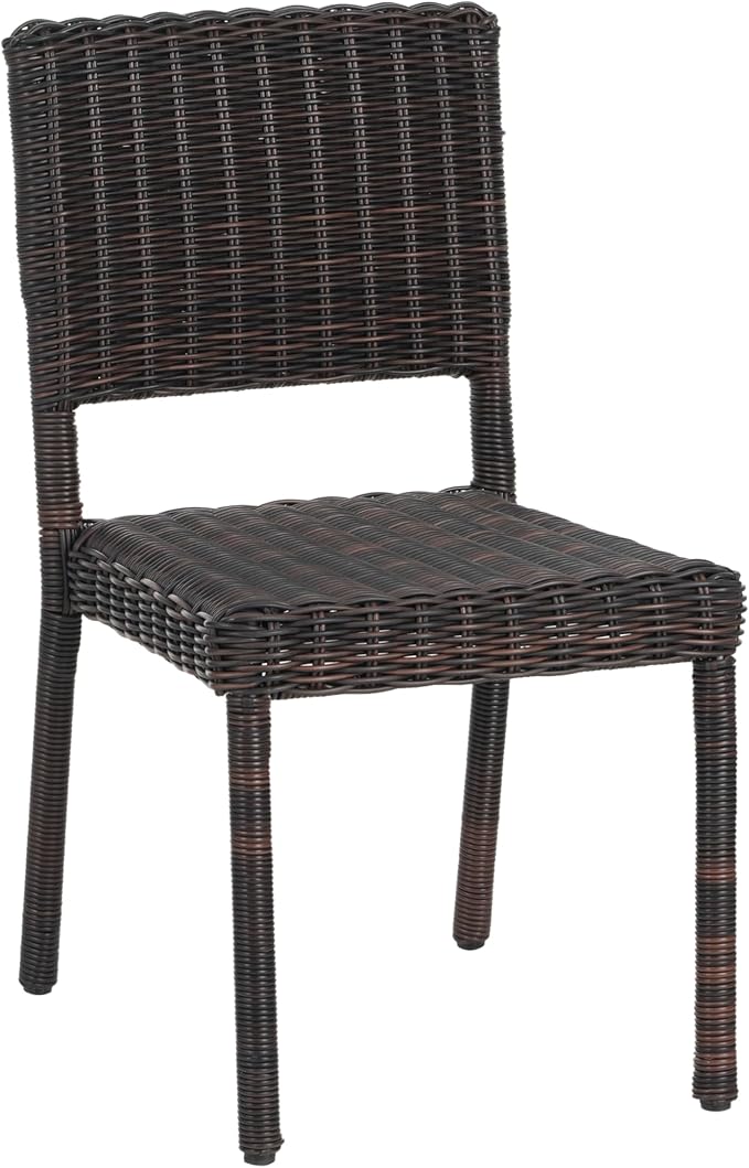 Christopher Knight Home Farley Acacia Wood Outdoor Dining Set for 4, 5 Piece Patio Dining Table and Chair Set, Faux Rattan Outdoor Dining Chair and Table Set, Teak+Brown