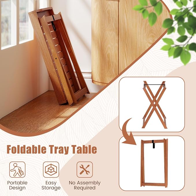 HAPPYGRILL Outdoor Wood Tray Table Folding Patio Side Table with Removable Top, Portable Bistro Table for Garden Backyard Balcony Poolside (1)