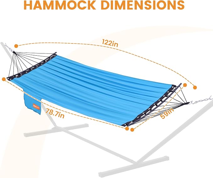 Lazy Daze Hammocks Camping Hammock with Curved Spreader Bar, Portable Hammock with Tree Straps, Carrying Bag, Carabiners for Outside, Hiking, Outdoors, 450lbs Capacity, Aqua