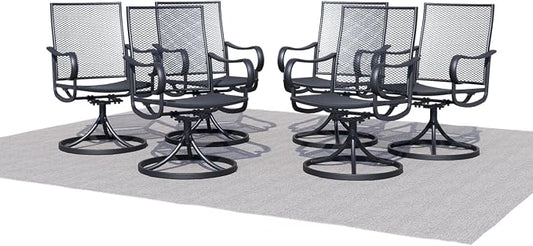 Outdoor Swivel Rocker Dining Chair Set of 6, All Weather Patio Dining Chair with Textilene High Back and Metal Frame, Backyard, Lawn Garden and Deck Porch Patio Furniture Set