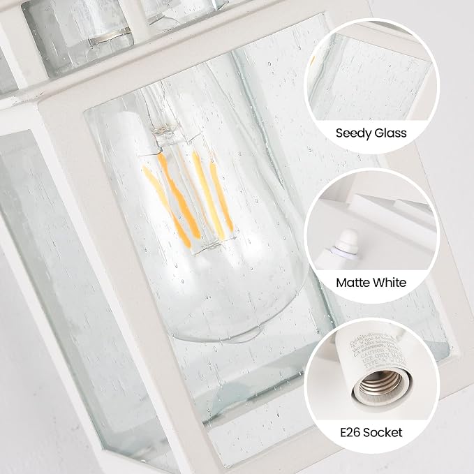 Outdoor Wall Lantern 2 Pack White Outdoor Sconces with Seeded Glass