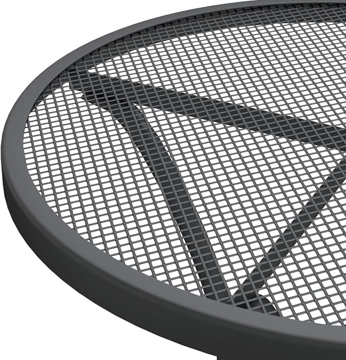 Gecheer Classic Mesh Top Outdoor Garden Table Sturdy Iron Frame for Drinks and Snacks, Anthracite 60x72 cm Diameter x Height