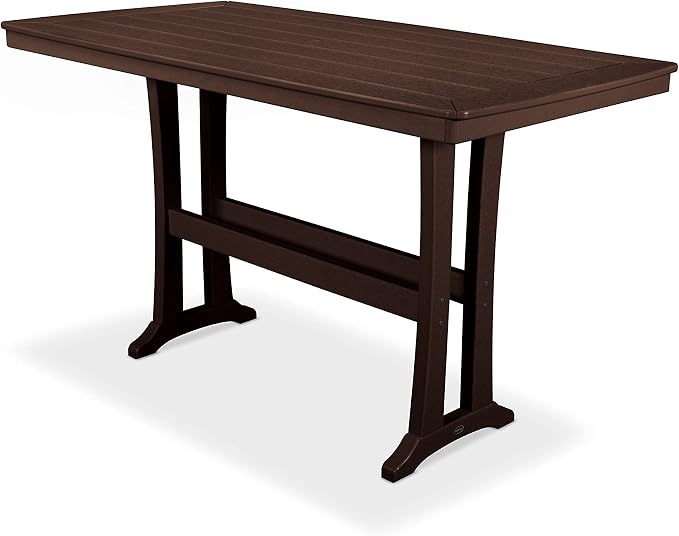 POLYWOOD® Nautical Trestle 38" x 73" Bar Table in Mahogany