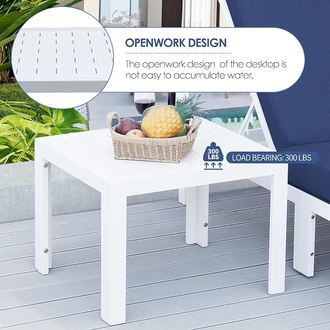 NICESOUL 8 People Extra Large Luxury Aluminum Patio Conversation Set for Backyard Garden, 29" Deep Wide Seat, L Shaped Modular Sectional Couch, 500 lbs Heavy Duty All Weather Outdoor Sofa, Navy Blue