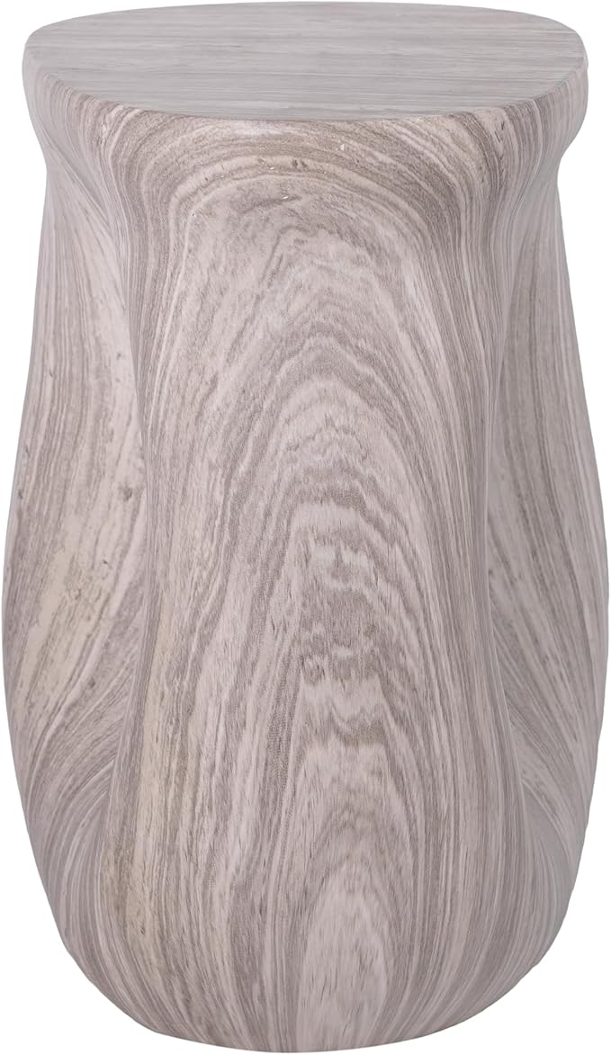 Christopher Knight Home 18.9 Inch Modern U Shaped Accent Table, Sculptural MGO Stone Look Side Table for Indoor Outdoor Garden Balcony Living Room Entryway Bedroom
